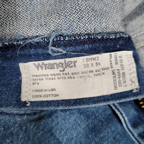 Wrangler Denim Blue Jeans Measure 38x34  13MWZ Cowboy Rodeo Western - Picture 12 of 14